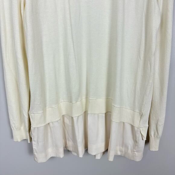 Ted Baker Yaline Ruffle Hem Overlay Woven Jumper Sweater Ivory Size Large - Picture 7 of 9